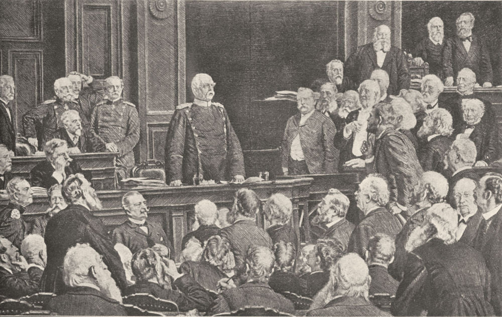 POLITICS. Bismarck Addressing the Reichstag 1907 old antique print picture